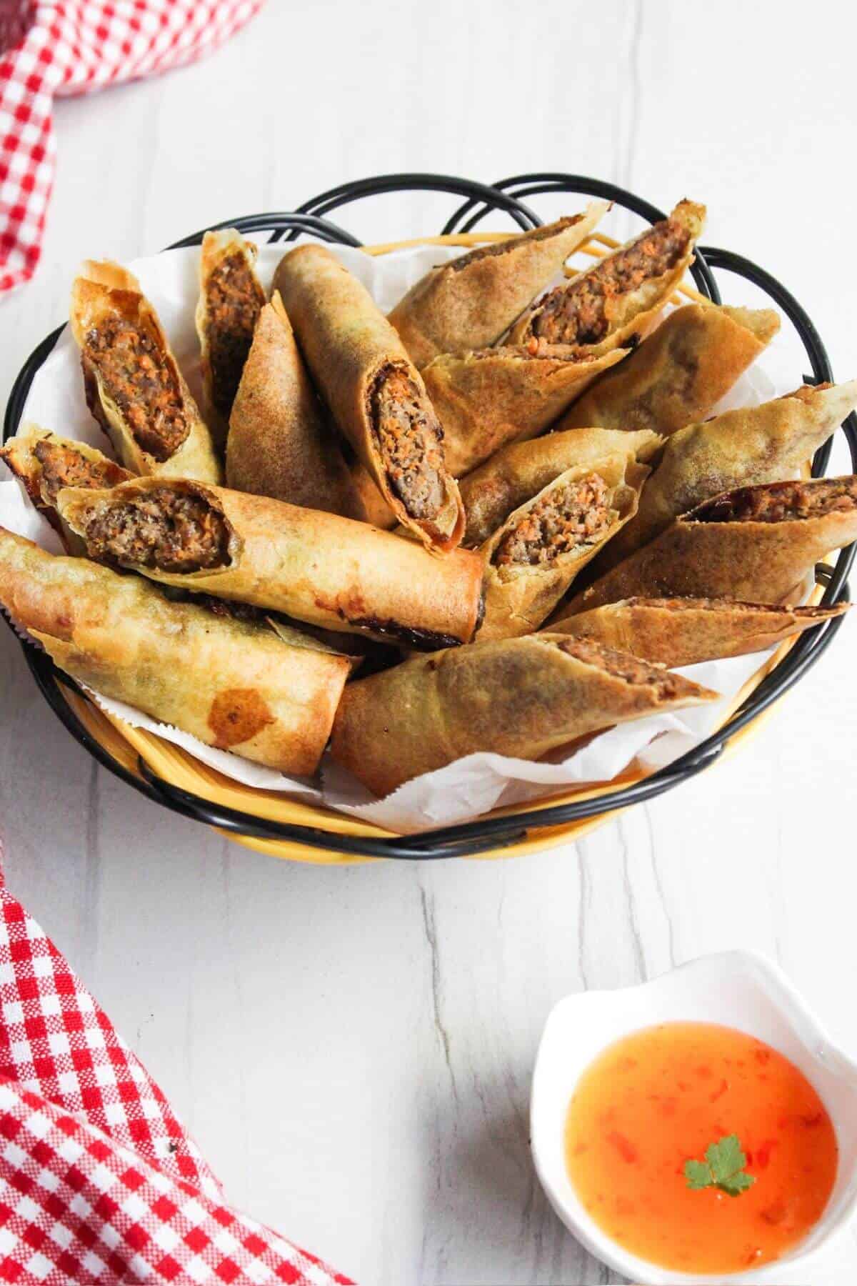 Air Fryer Lumpia | Little Bit Recipes